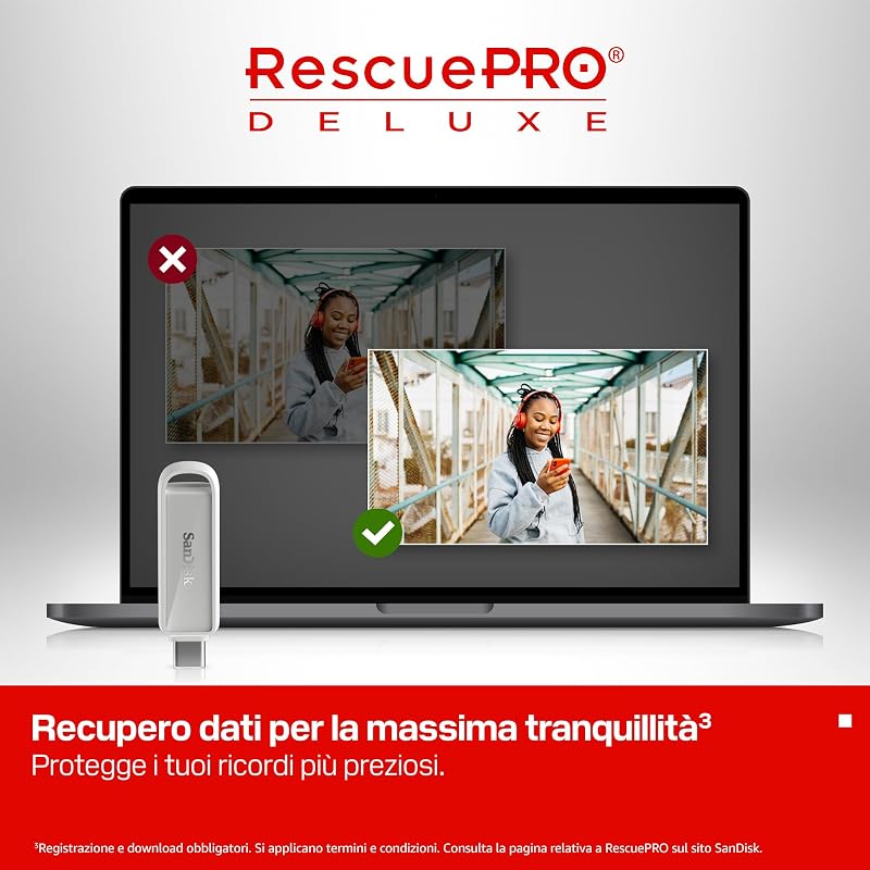 Unità per telefono con USB Type-C 1 TB (per smartphone, tablet e computer, velocità fino a 150 MB/s, backup automatic, recupero dati) - Arctic White