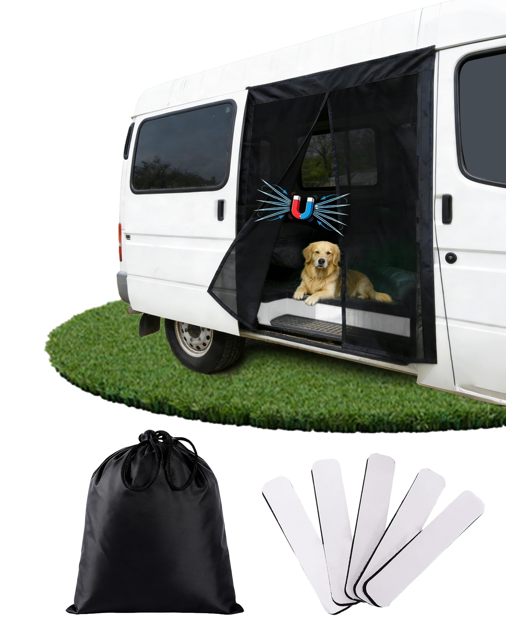 Ezcasch 180x150cm Fliegengitter Camper Insektennetze, Seitentür Fliegengitter Auto Moskitonetz Schiebetür mit Magneten, Geeignet für Van, Wohnmobil(Höhe x Breit)