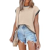 Disamer Cap Sleeve Knit Sweater Tops Sleeveless Vest 2026 Spring Clothes Oversized Summer Tank Trendy Short Sleeve T Shirts
