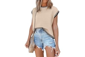 Disamer Cap Sleeve Knit Sweater Tops Sleeveless Vest 2025 Spring Clothes Oversized Summer Tank Trendy Short Sleeve T Shirts