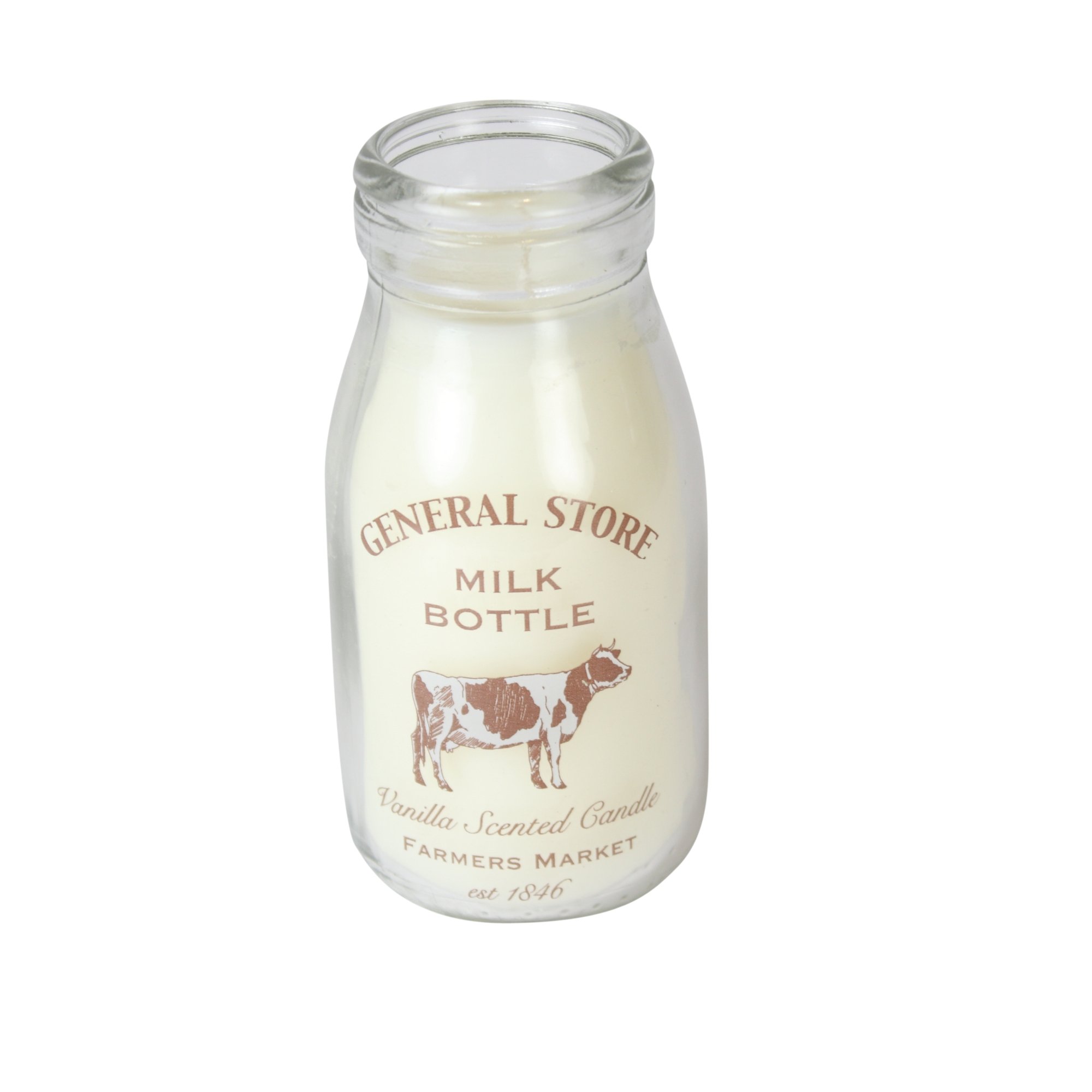 West5Products Vintage School Design Vanilla Scented Glass Milk Bottle Design Candle
