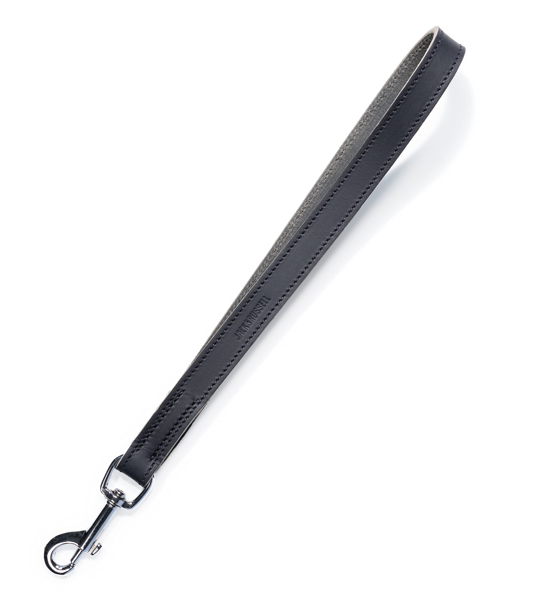 Short Dog Lead Pull 30 cm - Short Lead Made of Real Leather - Greased Leather Dog Lead Short (Black)