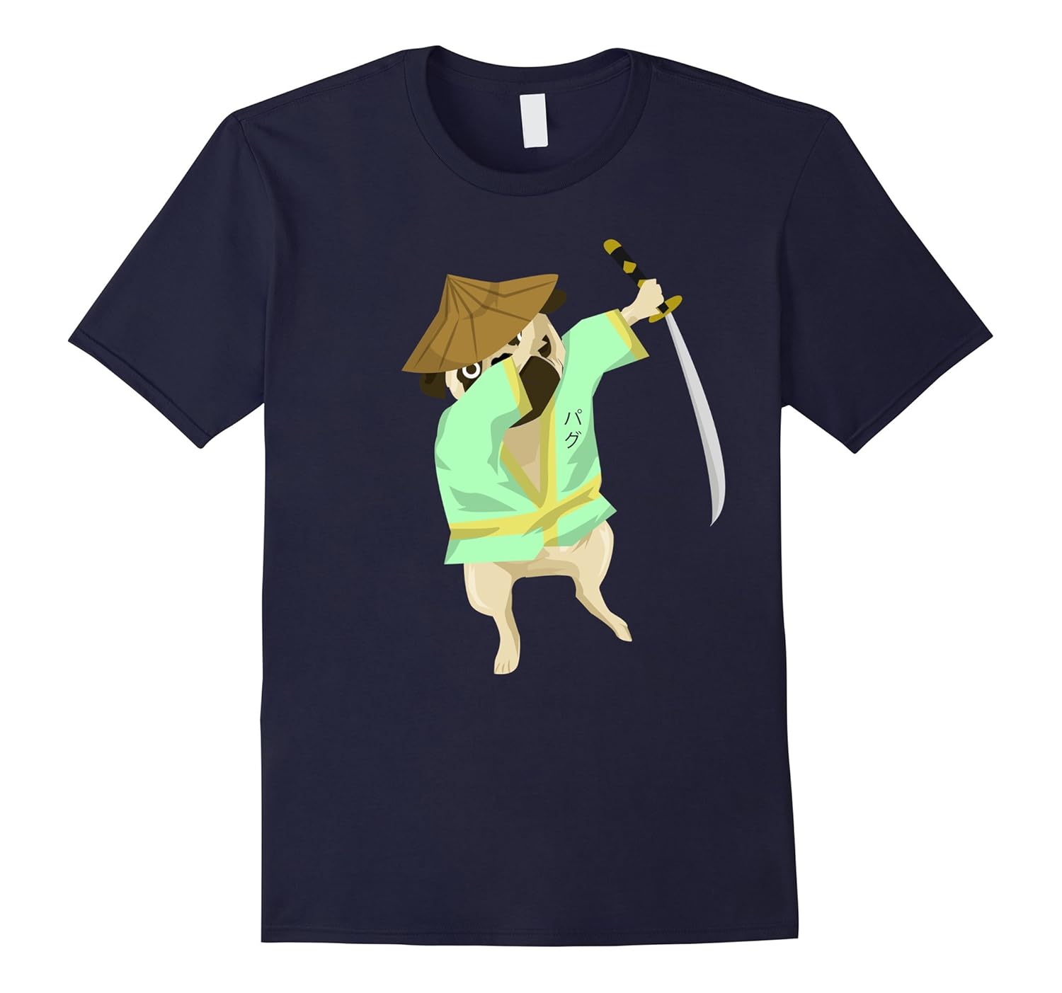 Funny Dabbing Japanese Swordsman Pug Dog Lover Tshirt Tee-ANZ
