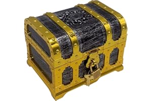 Flyekist Pirate Treasure Chest for Kids,Vintage Decorative Pirate Chest Storage Box with Lock and Key,Classroom Treasure Box Party Favors Prize Gift