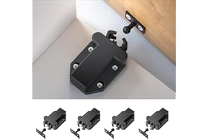I-EASYDWW Cabinet Push Latch, Push to Open Catch Lock, Rebound Self-Locking Catch, Push to Open Door Latch Cabinet Hardware, for Cabinet Drawer Wardrobe Kitchen Door, Black, 4 Pack