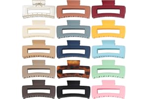 Luraseea 15 Pack Hair Claw Clips Big 4.1 Inch Rectangular for Women and Girls Non-slip Banana Jaw