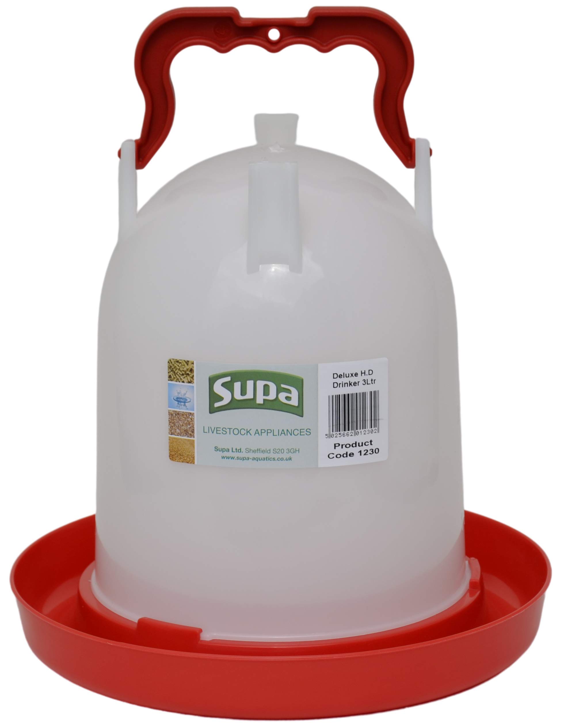 Supa Deluxe Heavy Duty Poultry Water Drinker, 3 Litre Premium Quality Drinker, Made In The UK