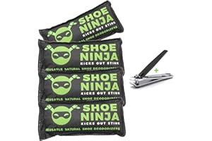ELLIS HARPER Charcoal Shoe Deodorizer Inserts - Shoe Odor Eliminator - Activated Charcoal Shoe Deodorizer Bags to Absorb Shoe Smell - Pack of 4 Shoe Smell Eliminator with Nail Clippers