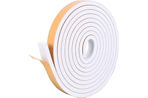Kikerike Self Adhesive Foam Tape Weatherstrip 1/2in x 1/4in x 16.5Ft High Density Foam Insulation Strips Seal Weather Stripping with Strong Adhesive for Door and Window Sound Isolation Soundproofing