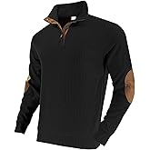 Men's Casual Striped Corduroy Sweatshirt Long Sleeve Classic Stand Collar Quarter Button Pullover Sweatshirts