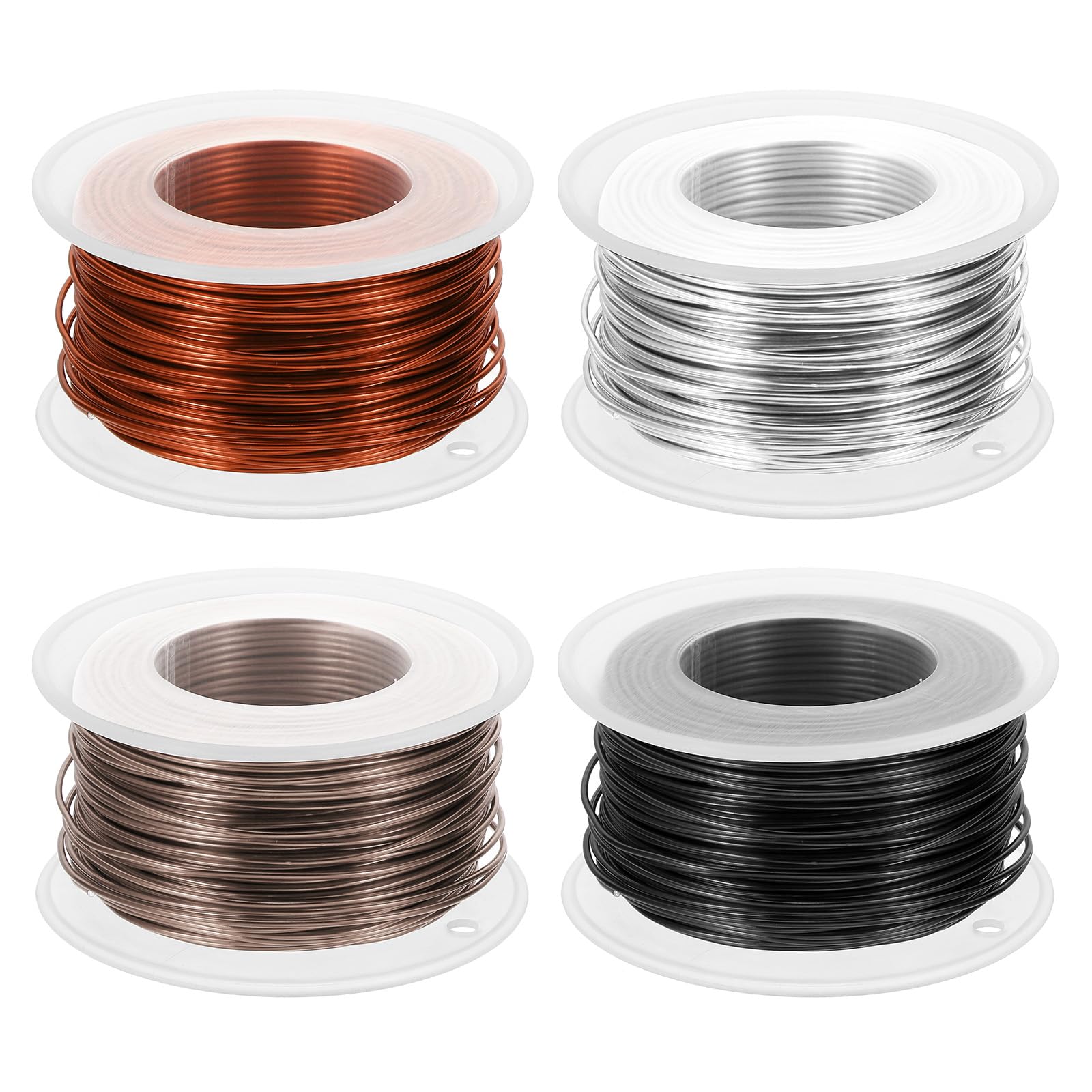 PATIKIL 18 Gauge 1mm Aluminum Craft Wire, 98.4Ft 4 Roll Metal Wire Armature Bendable Wire for Jewelry Making Metal Wrap DIY, Black/Silver/Bronze/Brown