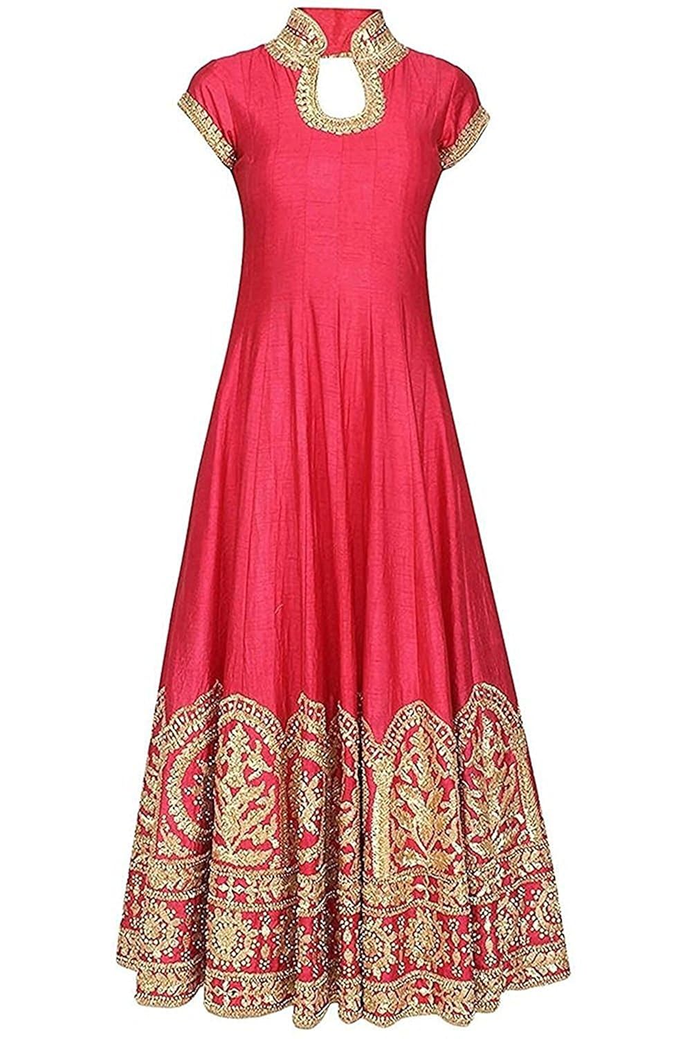 sacred fashion gown women's cotton silk semi-stitched gown (free size)
