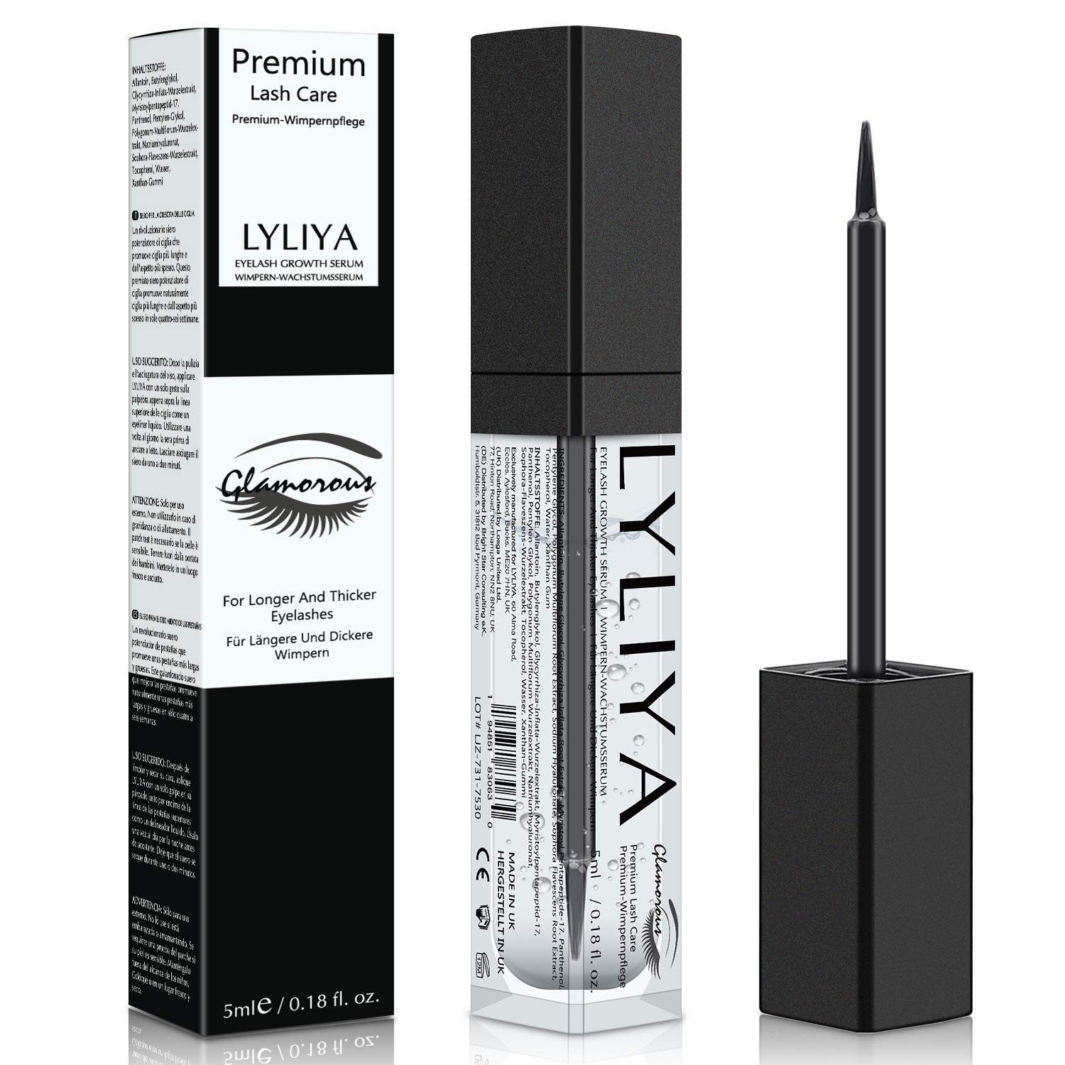 LYLIYA Eyelash Growth Serum 8ml – Advanced Lash & Brow Enhancer with Vitamins, Natural Peptides & Biotin for Longer, Thicker, Fuller Lashes – Eyelash & Eyebrow Serum for Growth & Strengthening