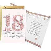 Spercy 18th Birthday Card for Daughter, 18th Birthday Card for Girls, 18 Year Old Gift from Mom Dad Parents