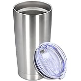 Eyasure 20 oz Tumbler with lid Double Wall Vacuum Insulated Tumblers Stainless Steel Coffee Mug Travel Coffee Tumbler Powder Coated Tumbler Cup Keep Hot&Cold - (Stainless 1 Pack)