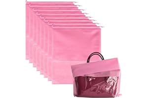 MEZEIC 8PCS Dust Bags for Handbags Jumbo Travel Shoe Bags Purses Organizers Storage Bags with Rope Clear Window Dustproof Drawstring Bag Storage Pouch for Men and Women - Pink, 19.7 x 15.7 in