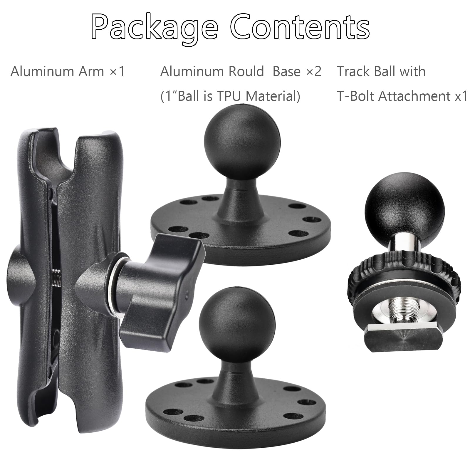 VAUBORTTI Aluminum Ball Mount for Garmin Striker 4,Double AMPS Round Plates,1