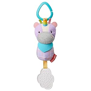 Skip Hop Bandana Buddies Baby Activity Chime & Teether Stroller Toy, Unicorn