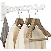 Danpoo Clothes Drying Rack Foldable Wall Mounted Laundry Drying Rack Clothing Coat Hanger Clothes Dryer White
