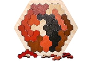 NAODONGLI Brain Teaser Puzzles for Kids,Wooden Puzzles Tangram Blocks Shape Block Geometry Logic Game STEM Montessori Educational Easter Gift for All Ages Challenge