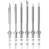 6PCS TS100 Soldering Tips Kit with Threaded Insert Adapter, Compatible with TS100|TS101|/PinecilV2|pine64 Soldering Iron- Includes TS-C4, TS-K, TS-ILS, TS-J02, TS-D24, Fast Heating