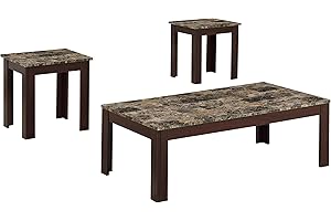COASTER FINE FURNITURE Coaster Home Furnishings - Rhodes - Engineered Wood - 3-Piece Faux Marble Top Coffee Table Set with Straight Legs and Angled Corners - Transitional Style - Living Room - Brown - 700395