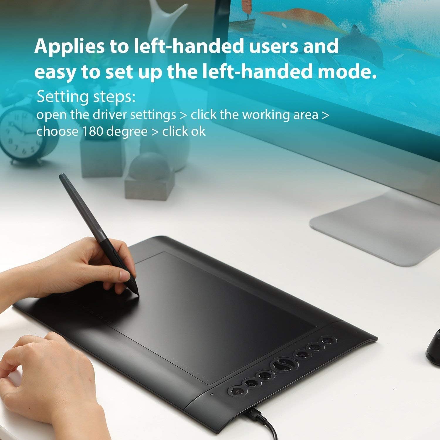 Huion H610 Pro V2 Graphic Drawing Tablet Android Supported Pen Tablet Tilt Function Battery-Free Stylus 8192 Pen Pressure with 8 Express Keys: Computers & Accessories