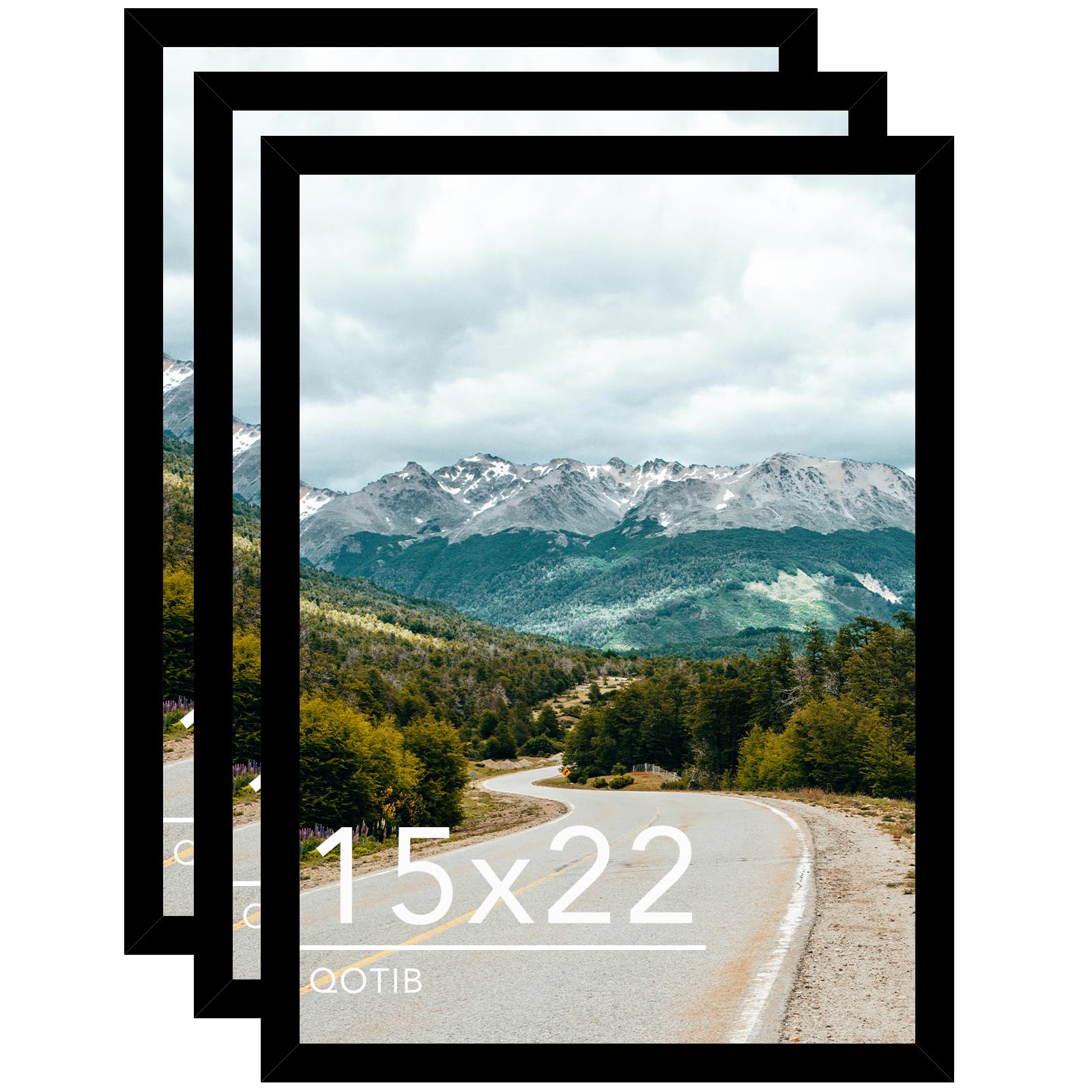 QOTIB Wood 15x22 Picture Frame Black for Wall