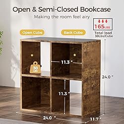 COMHOMA 4 Wood Cube Storage Organizer with Open