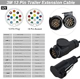 Techfection 13 Pin to 13 Pin Trailer Extension Cable RV Caravan Lead view 3