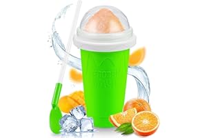 KGKTU Slushy Maker Cup, TIK TOK Magic Quick Frozen Smoothies Cup, Portable Double Layer Slushy Maker Cup, Slushie Machine with Straw and Spoon, Ice Cream Maker for Kids and Family(Yellow)