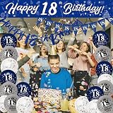 Yontree 18th Birthday Decorations Blue Silver Banner Cake Topper Sash view 7