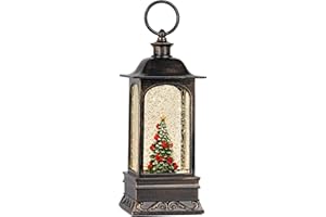 Kikth Snow Globe Christmas Decorations, 6H Timer Lighted Snow Globe Lantern Musical Snow Globe for Christmas Festival Decor (Xmas Tree & Cardinals)