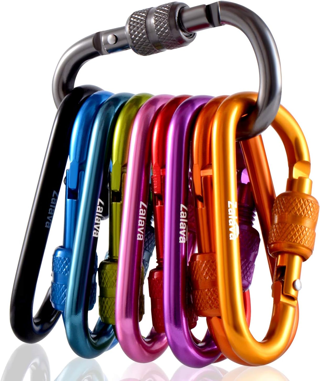 Zalava DClip Durable Locking Carabiner Clips Keychain Clip, SpringLoaded Aluminum