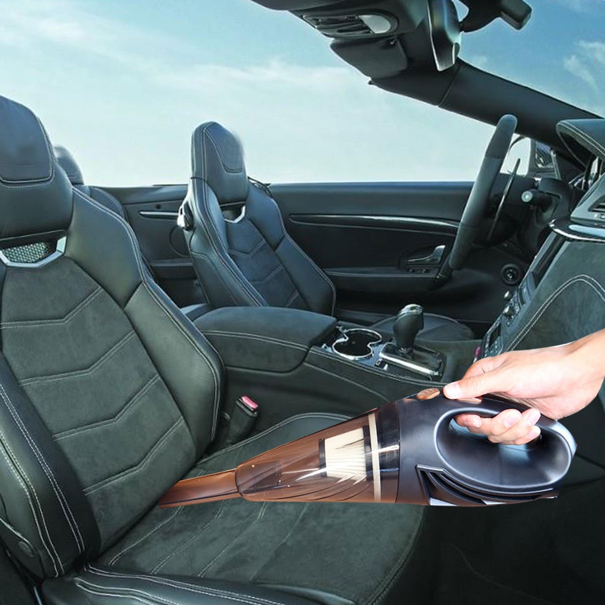 KULUSSY Car Vacuum Cleaner, Handheld Auto Vacuum of High Power Wet & Dry Car VAC Stainless Steel Strong Suction Mini Size DC 12-Volt 16.47ft(5M) Power Cable with a Carry Bag By