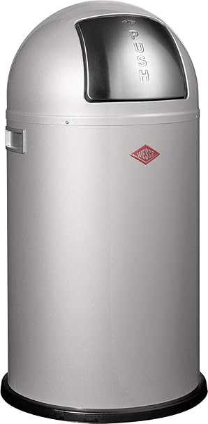 Wesco 175 831 Pushboy Abfallsammler 50 Liter Silber 40 x 40 x 75.5cm (L/B/H), Edelstahl