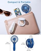 TriPole 2-in-1 Handheld Fan USB Rechargeable 3-Speed 180° Navy view 4