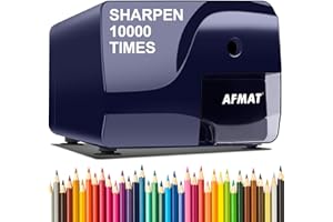 AFMAT Electric Pencil Sharpener Heavy Duty, Colored Pencil Sharpners for 6-8mm Pencils, Fast Sharpen in 3-5s, 3 Sharpness Setting, 10,000+ Sharpenings for Classroom, School, Home, Blue PS107