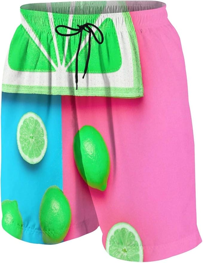 Mens Swim Trunks, Lemon Citrus Fruit Fashion Summer H, Quick Dry Beach