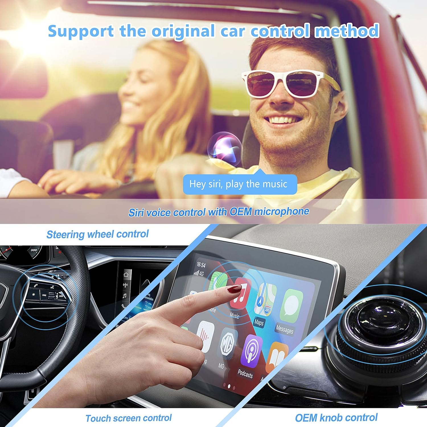 OTTOCAST U2-AIR Wireless CarPlay Adapter 2024 - Apple CarPlay Wireless Adapter Convert Wired to Wireless Plug & Play Dongle 5Ghz WiFi Auto Connect Online Update for iPhone & OEM Wired CarPlay Cars