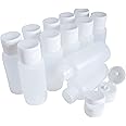Kelkaa 1oz HDPE Durable Plastic Travel Size Bottles with White Flip Top Cap Natural Clear Containers for Any Liquid Products,