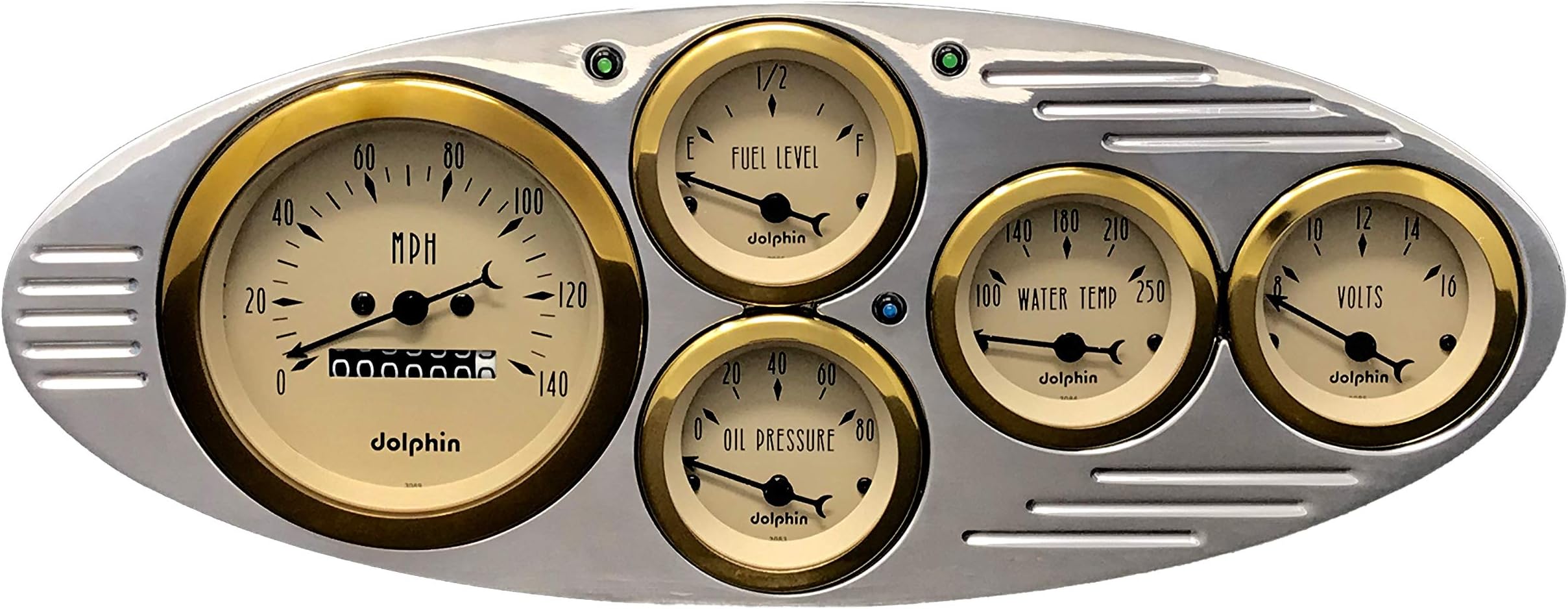 Compatible with 1932 Ford Car 5 Gauge Dash Cluster Panel Set Mechanical Gold