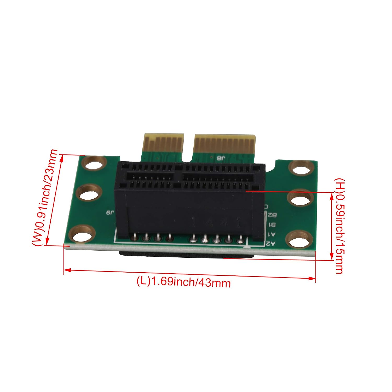 PCI-Express 1X Riser Card 90 Degree Right Angle Riser Adapter Card, Green - Image 5