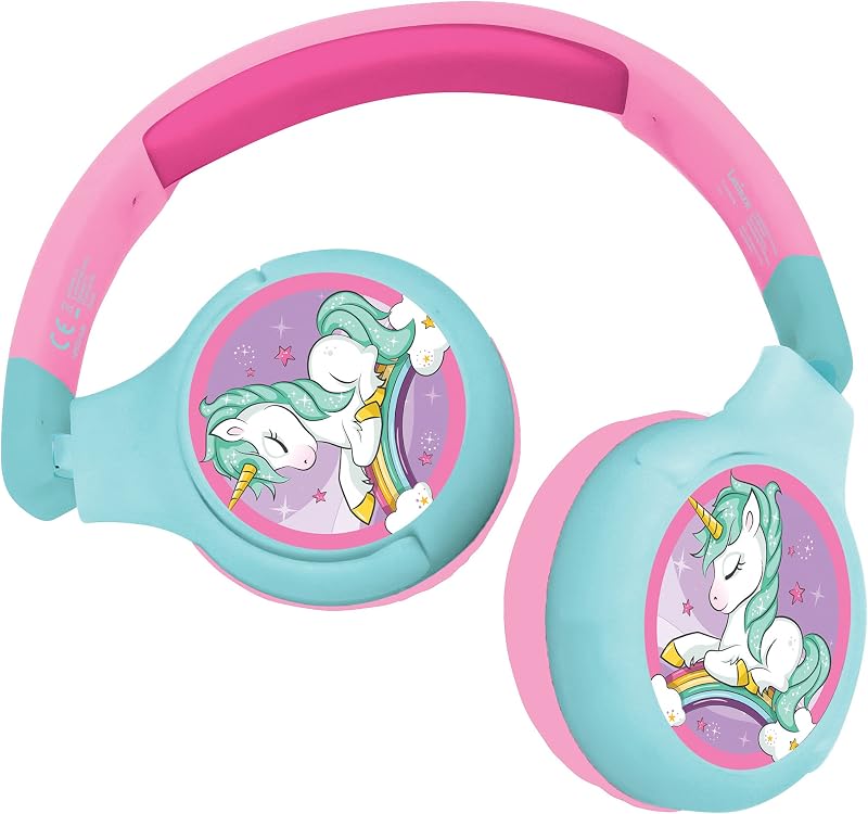 Lexibook Unicorn 2-in-1 Bluetooth Headphones Pink Blue
