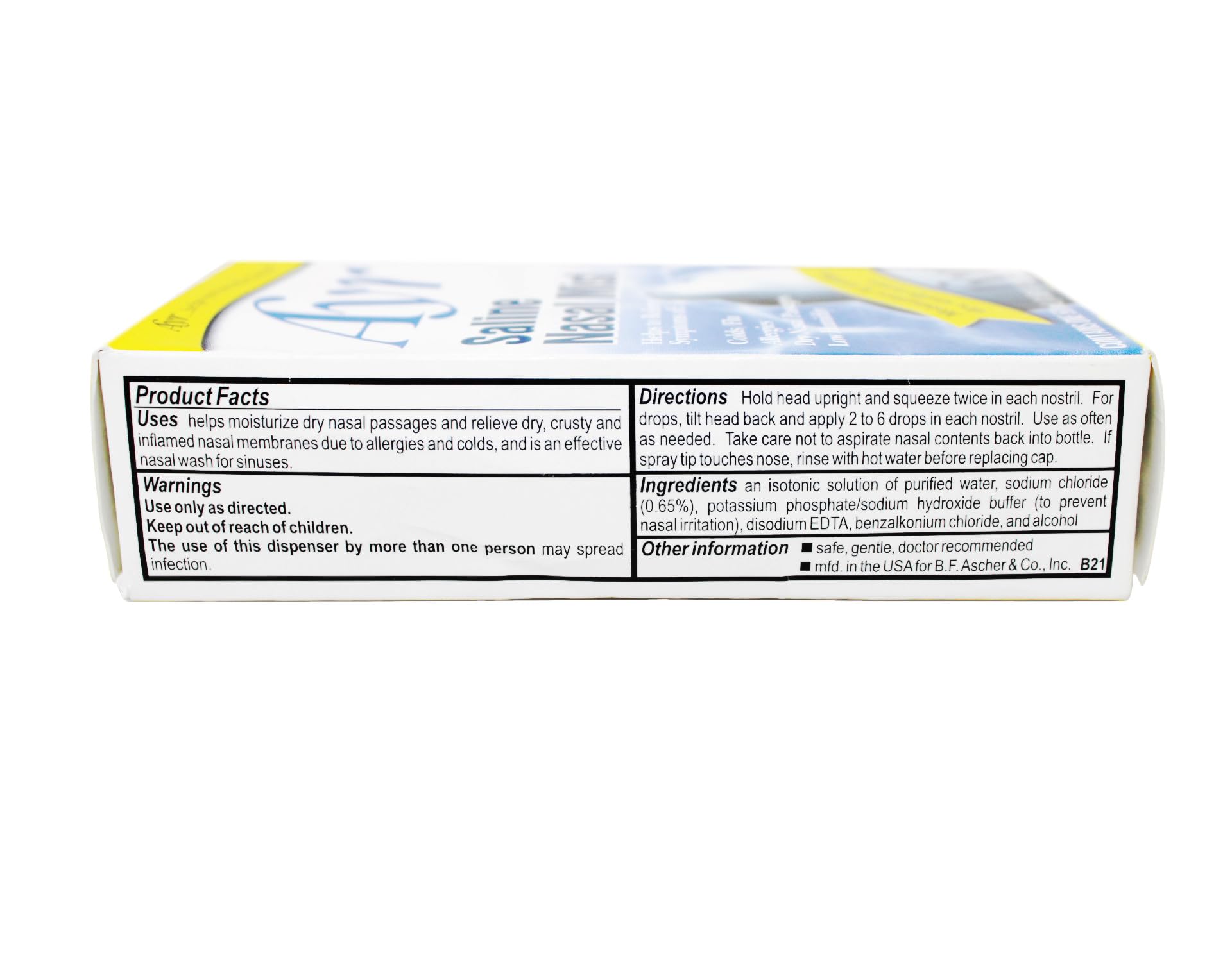 Ayr Saline Nasal Mist, 1.69-Ounce Spray Bottles, 2 Count