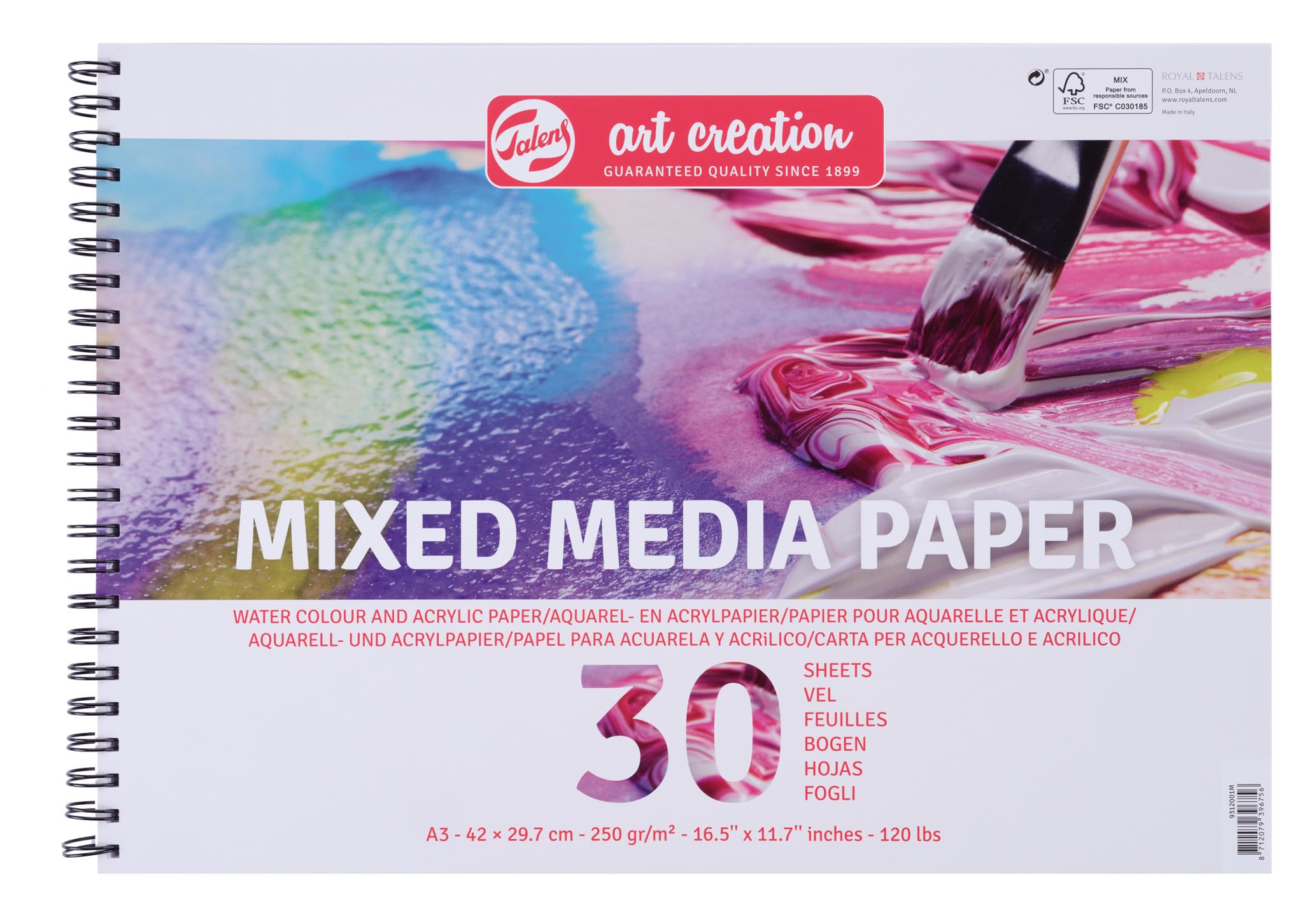 Talens Art Creation A3 Mixed Media Paper 30 Sheets,White,29.7 x 43.5 x 2 cm
