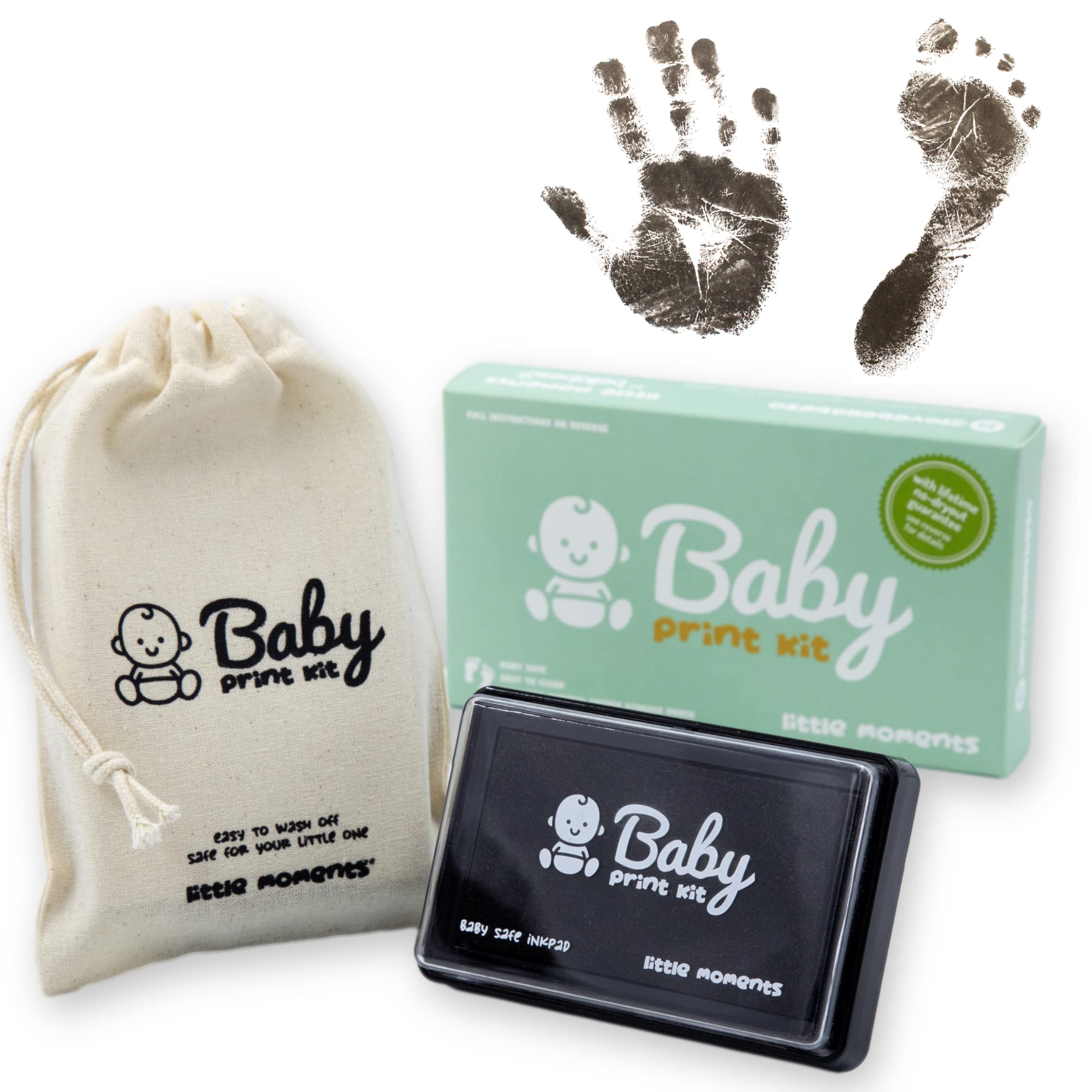 Baby Footprint Kit & Handprint Kit - Baby Safe Black Ink Pad - Capture Your Baby's Cute Hands and feet with Our Baby Hand and Footprint kit with Lifetime inkpad Guarantee