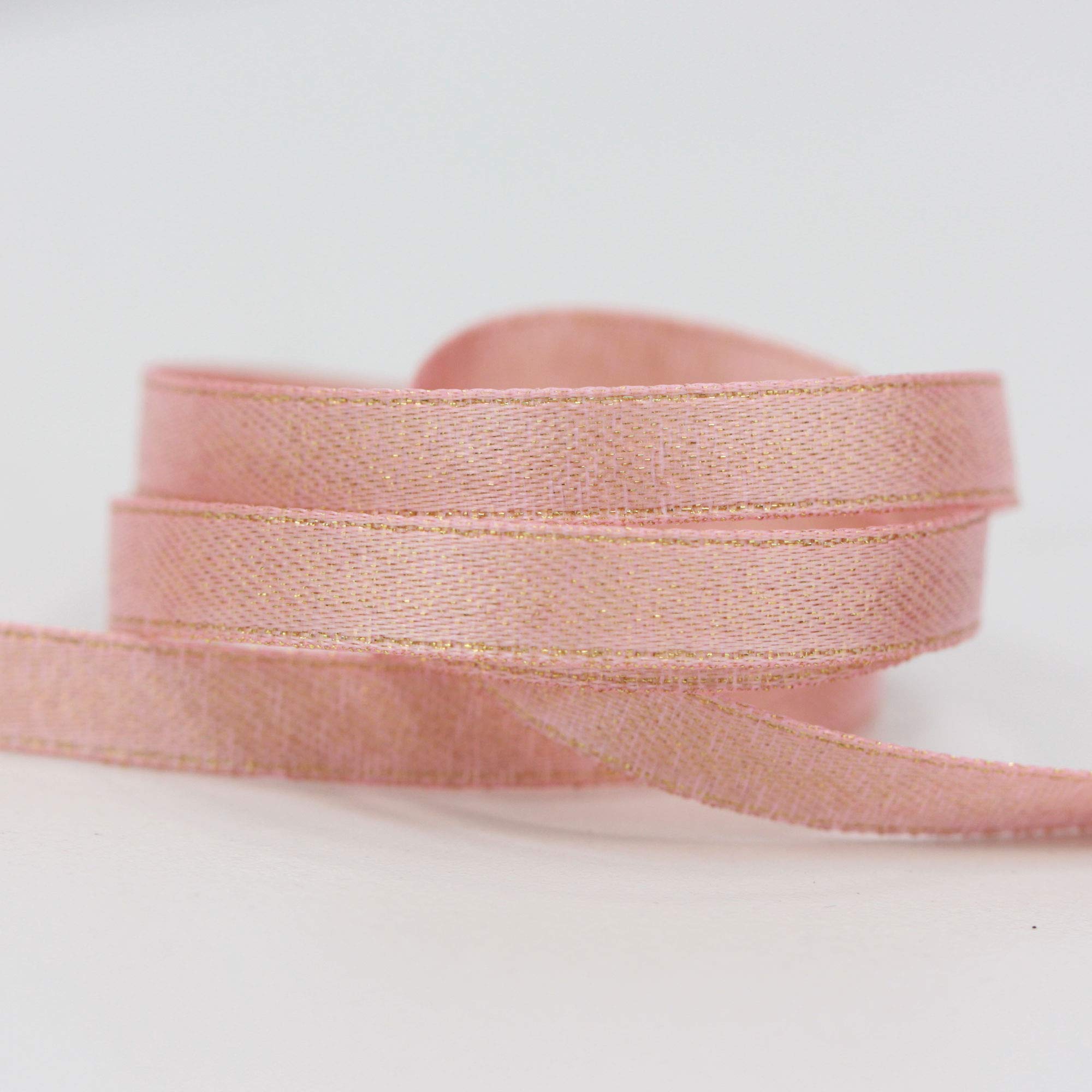 Glitter Satin Ribbon, 5 Metres Solid Colour Shimmer Ribbon for Crafting, Gift Wrapping, Party Festival Decoration, Balloons, DIY Sewing Project, Hair Bows and Cake Decoration (6mm Width, Rose Gold)