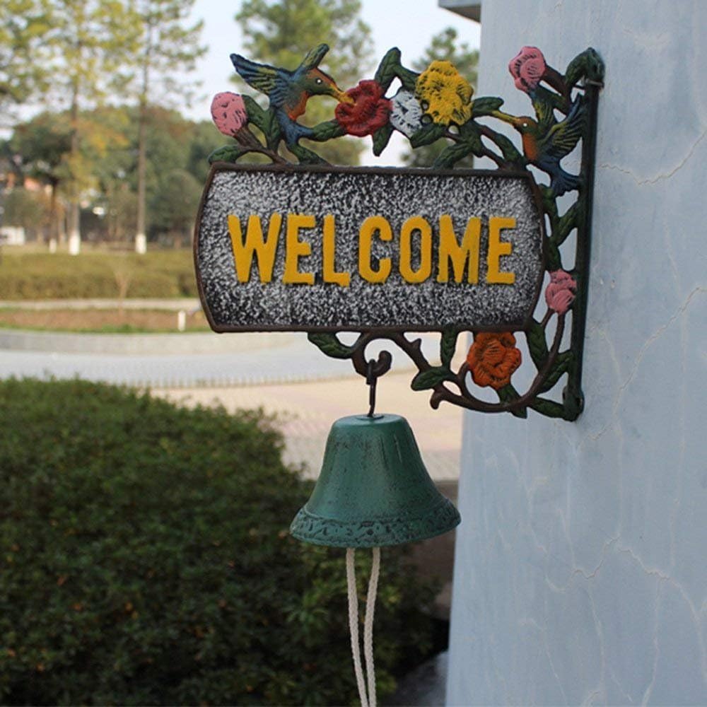 CWJ Continental Pastoral Iron Doorbell Wall Decorations Retro Courtyard Decorated with Hand Crank Wall Decorations