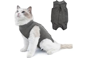 LIANZIMAU Cat Surgery Recovery Suit for Surgical Abdominal Wounds Home Indoor Pet Clothing E-Collar Alternative for Cats After Surgery Pajama Suit